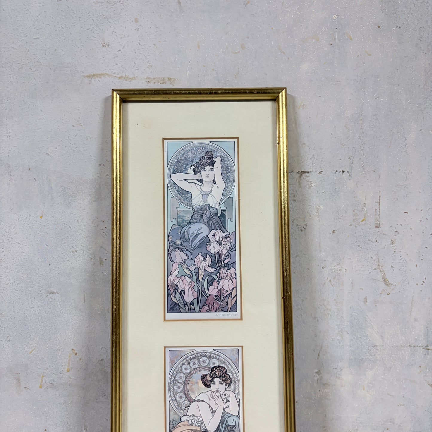 Alphonse Mucha “Topaz & Amethyst” Framed Prints – Art Nouveau Double Panel Wall Art
