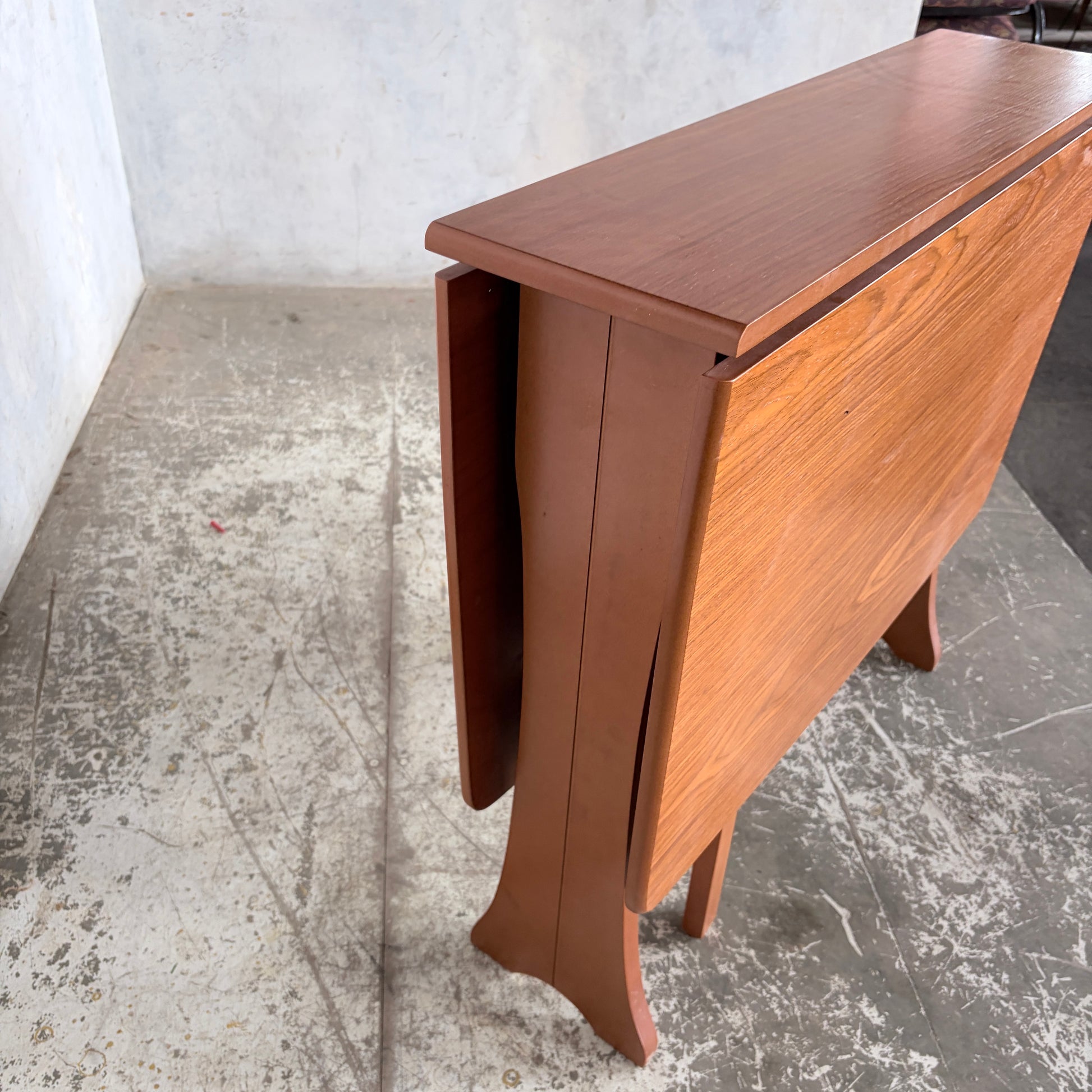 Mid Century Compact Teak Drop Leaf Dining Table Space Saving Fold Away Dining Table