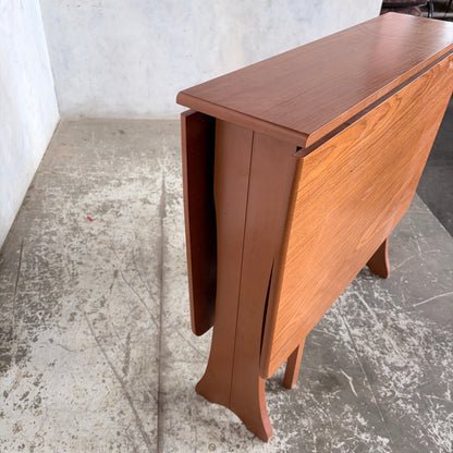 Mid Century Compact Teak Drop Leaf Dining Table Space Saving Fold Away Dining Table
