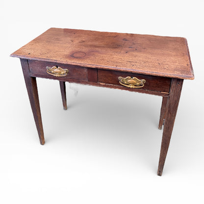Antique Oak Desk – Vintage Writing Desk with Brass Handles | Compact Home Office