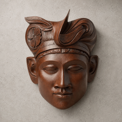 Vintage 1970s Indonesian Hand-Carved Hardwood Wall Mask