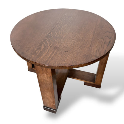 Arts & Crafts Oak Circular Low Table
