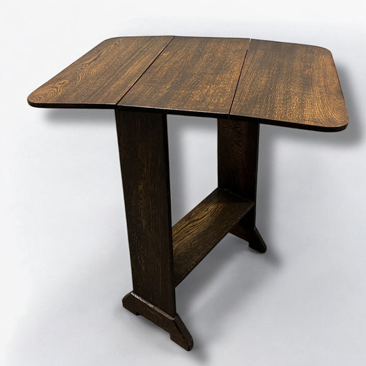 Vintage 1930s Arts and Crafts Wood Twist Top Drop Leaf Table