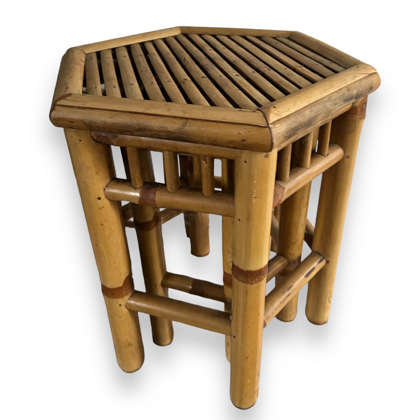 mid century pair of bamboo nesting tables