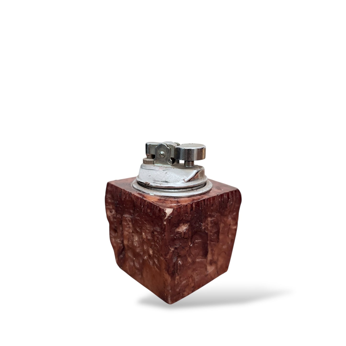 Vintage Italian Alabaster Table Lighter with Chrome Mechanism
