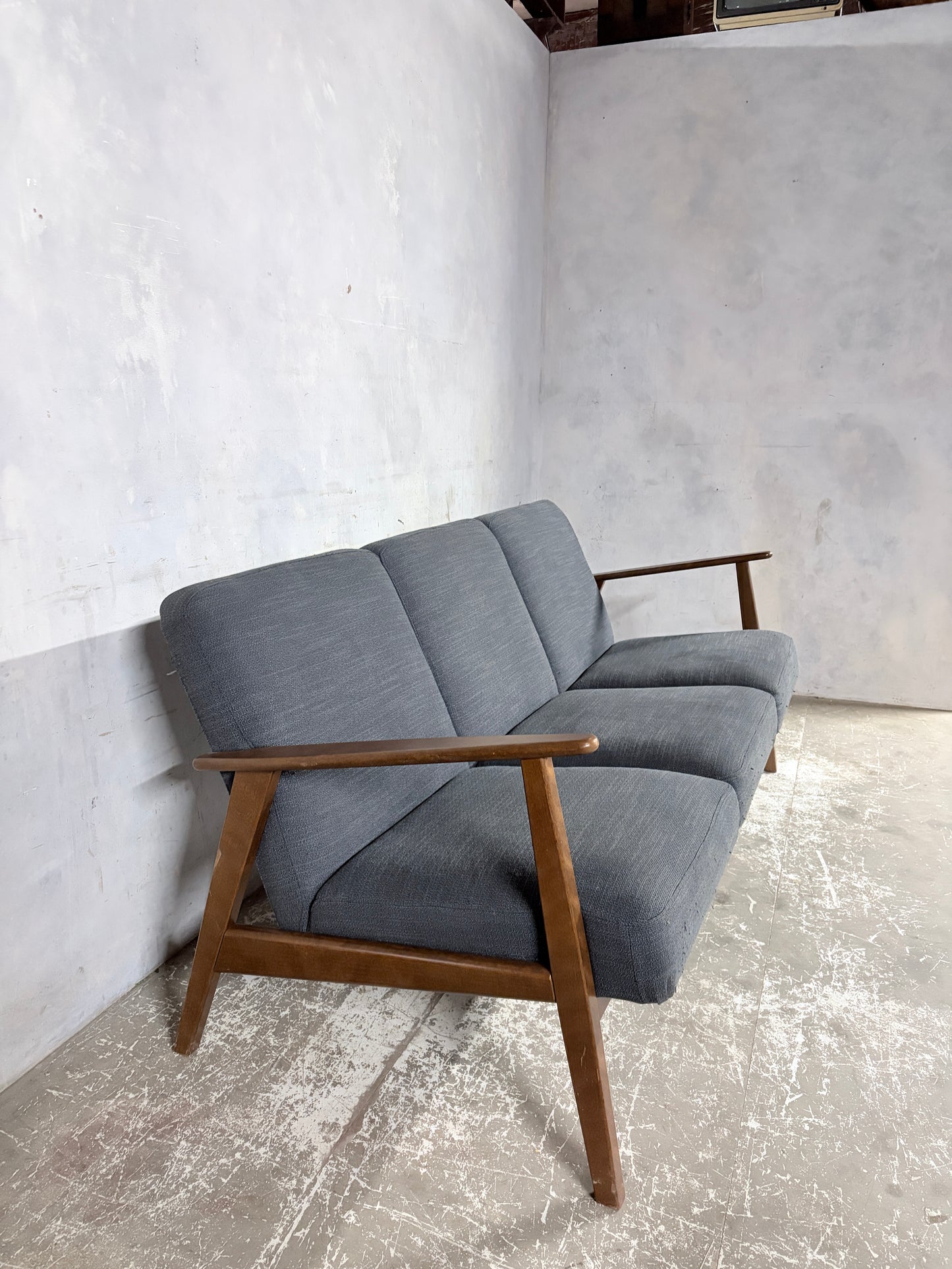 Vintage 1990s IKEA Teak Three-Seater Sofa – Scandinavian Lounge Sofa