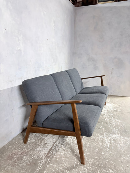Vintage 1990s IKEA Teak Three-Seater Sofa – Scandinavian Lounge Sofa