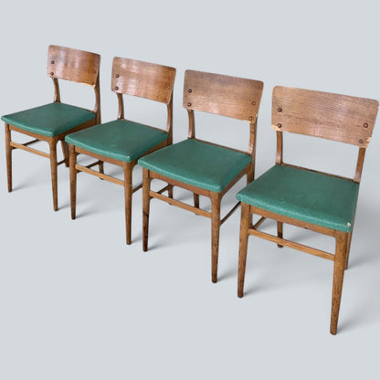 Mid Century Vintage Oak Dining Chairs – Set of Four