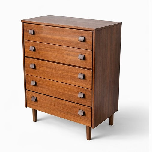 Mid-Century Teak Tallboy Chest of Drawers – Five Drawer Danish Style
