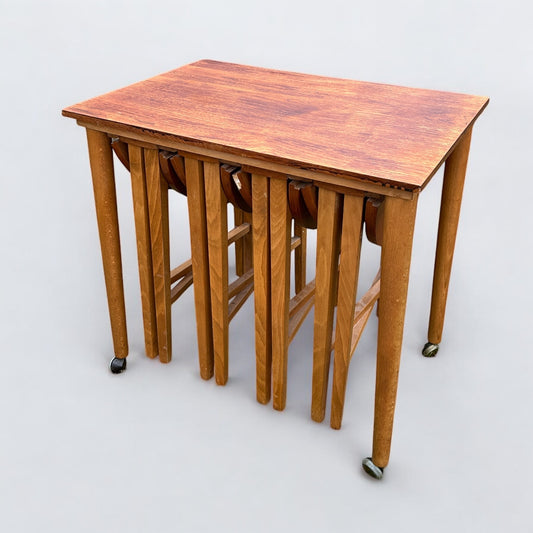 Mid-Century Danish Folding Nesting Tables by Poul Hundevad