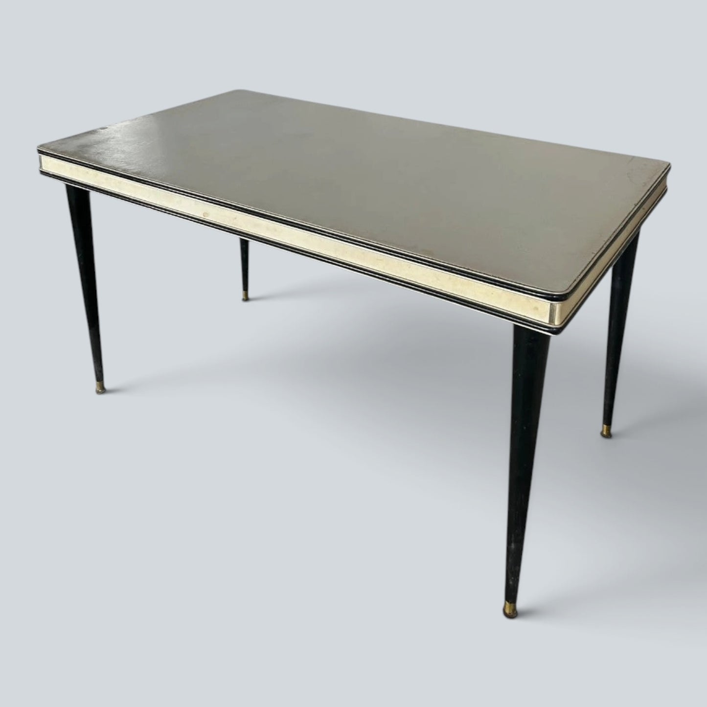 Mid Century Italian Umberto Mascagni Dining Table | Space Age Ebonised & Silver Dining Table