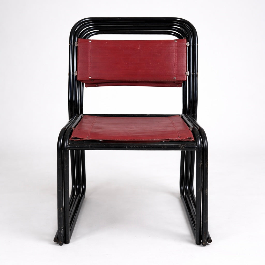 1960s Tubular Metal Dining Chairs – Set of Four