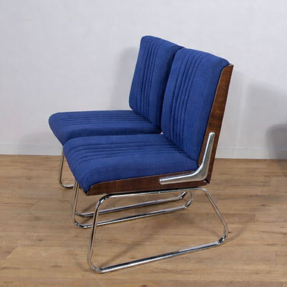 Pair of Mid-Century Chrome & Rosewood Dining Chairs by Gordon Russell for Verco