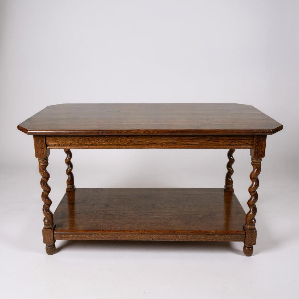Vintage Oak Barley Twist Coffee Table – Antique English Charm with Rustic Character