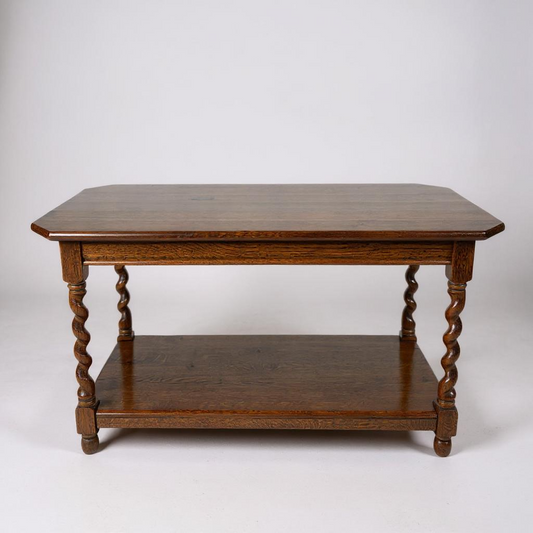 Vintage Oak Barley Twist Coffee Table – Antique English Charm with Rustic Character
