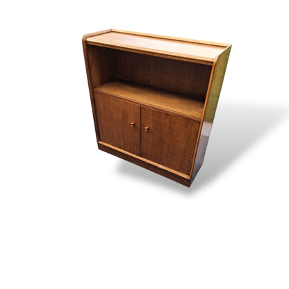 Vintage Oak Cabinet Bookcase with Cupboard Storage