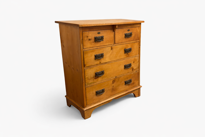 Antique Pine and Brass Chest of Drawers