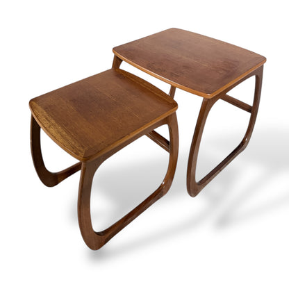 Mid Century Vintage Nathan Teak Curved Nest of Tables