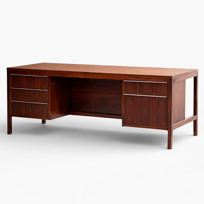 Mid-Century Danish Rosewood Effect Executive Double Pedestal Desk, 1970s