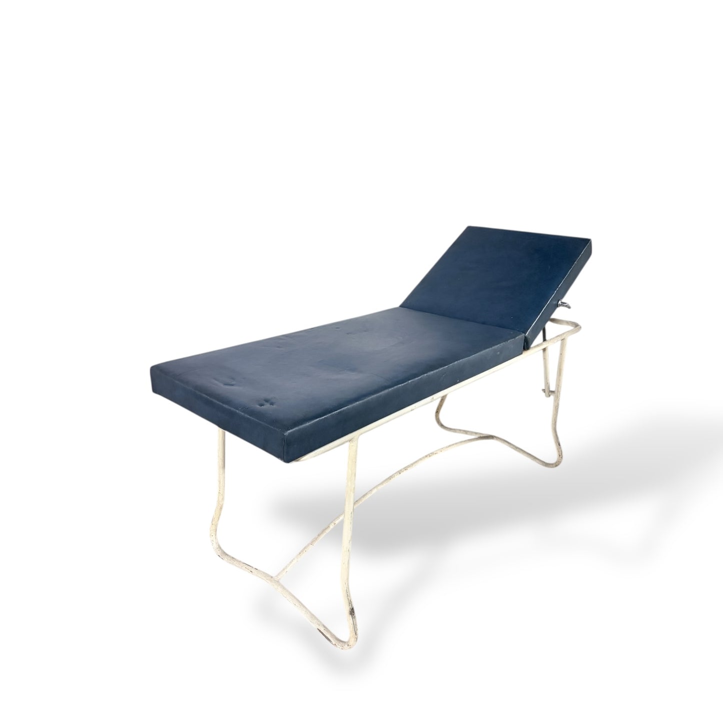 Mid-Century Modern Streamline Adjustable Chaise Lounge – Royal Blue Vinyl & Chrome