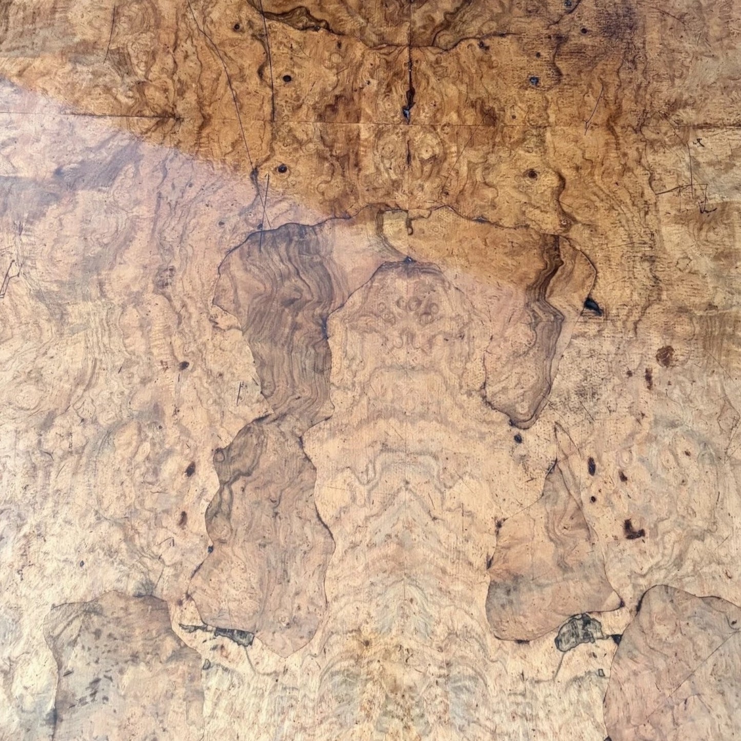 Antique Burr Walnut Table | Compact Octagonal Dining Table with Ebonised Edge & Mahogany Base