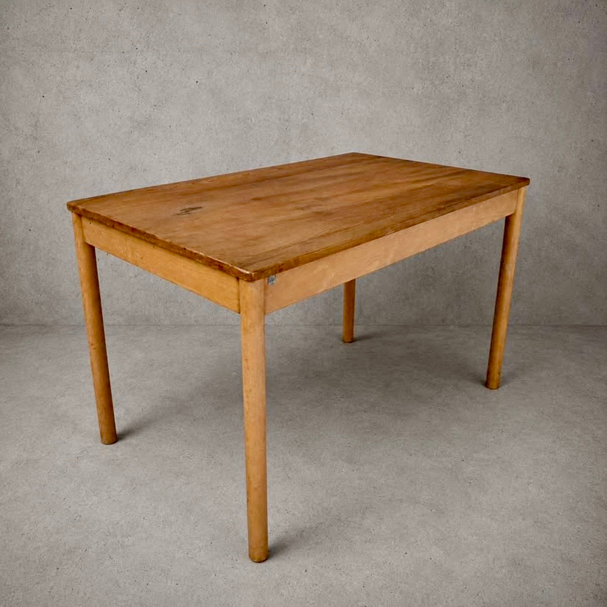 Mid Century Ercol Blonde Elm & Beech Compact Dining Table & Four Industrial Bentwood Dining Chairs