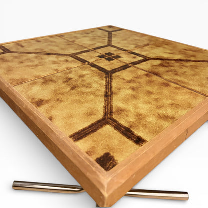 Danish Side Table – Mid Century Table with Ceramic Tile Top & Chrome Base