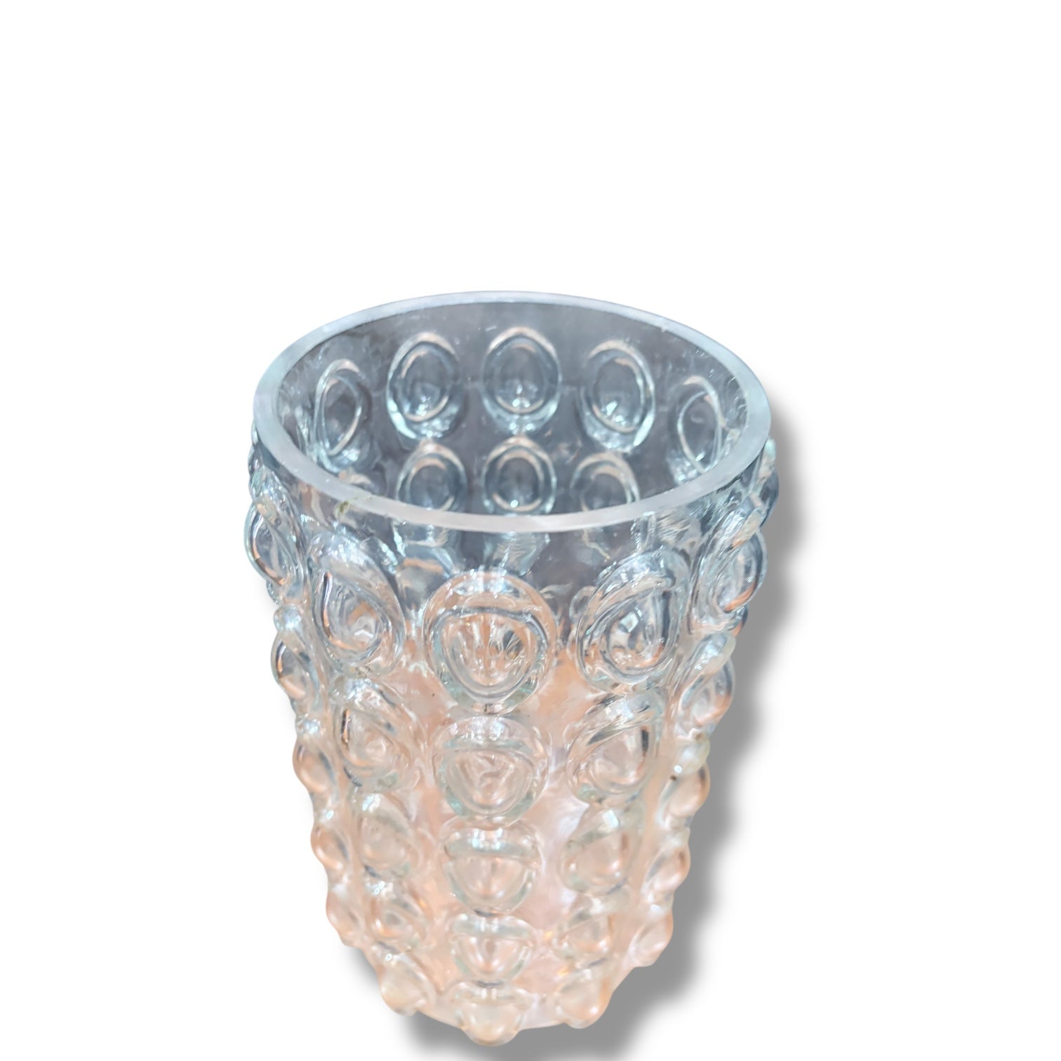 Mid Century Bubble Glass Vase – Vintage Textured Art Glass — view 7