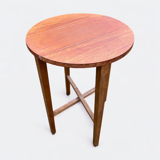 Mid Century Teak Wood Folding Stool Table