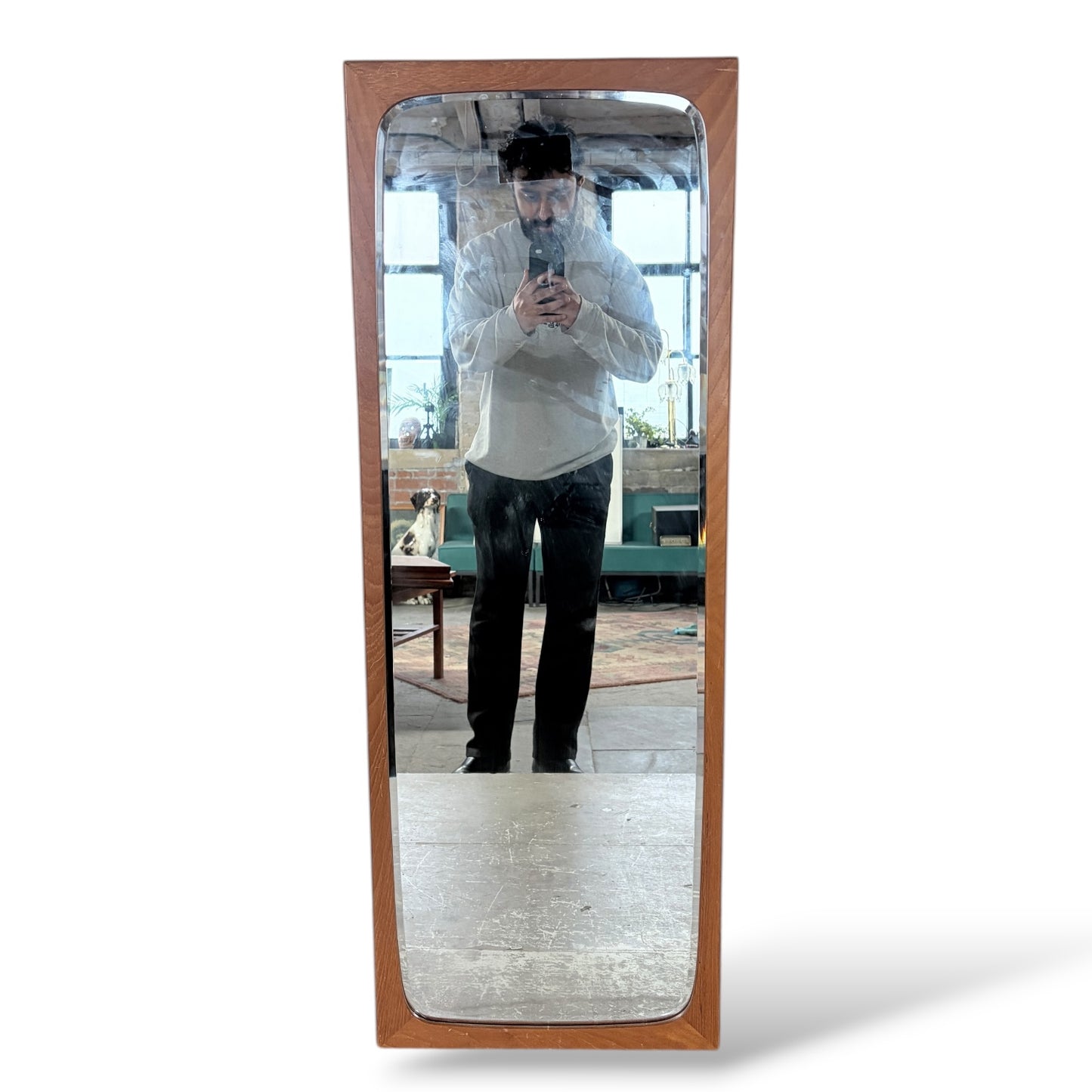 Danish Teak Wall Mirror – Mid Century Modern Vintage 1960s Scandinavian Design