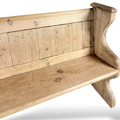 Antique Pine Church Pew – Rustic Farmhouse Bench With Classic Pew Ends & Comfortable Seating