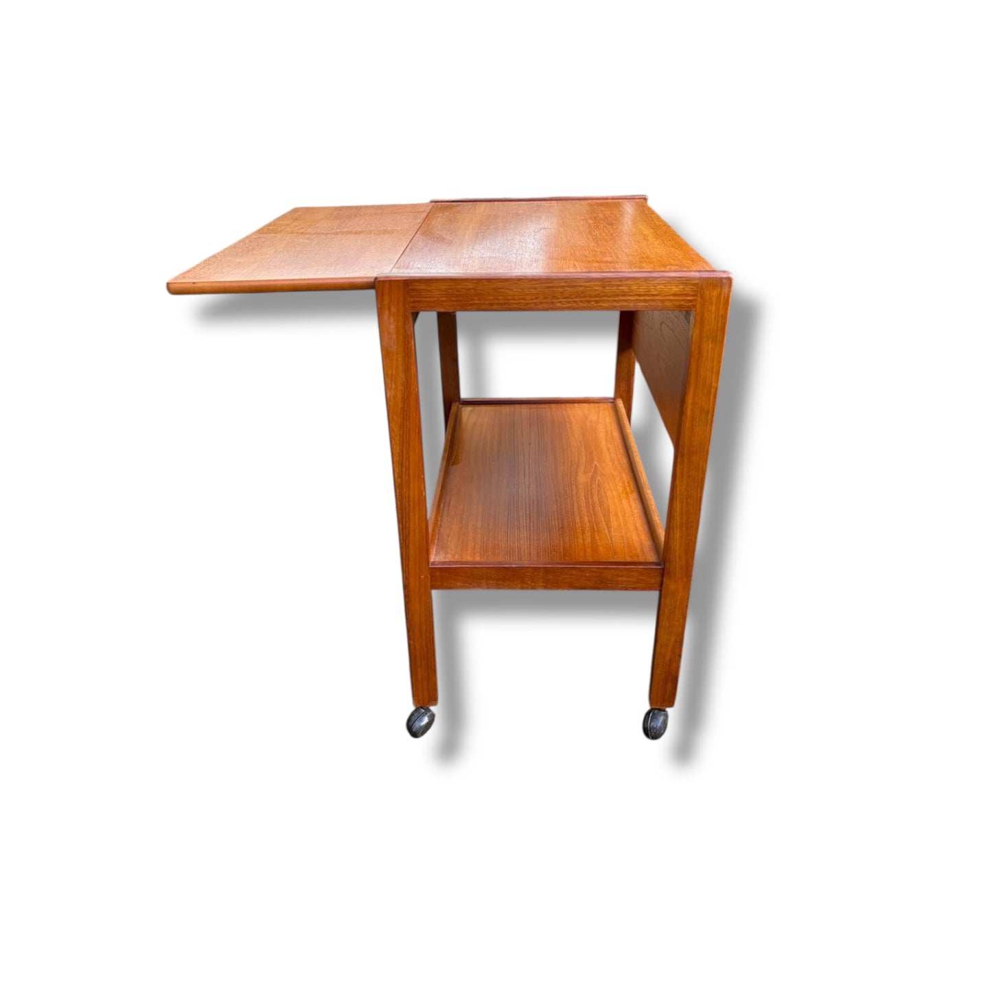 Vintage Teak Drop-Leaf Drinks Trolley on Castors | Mid-Century Bar Cart