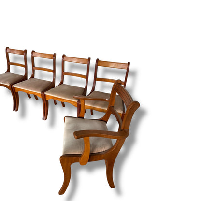 Mid Century Modern English Set of Six Dining Chairs