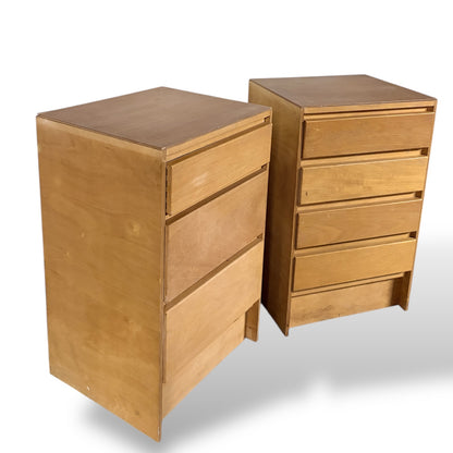 Vintage Charter Furniture Blonde Oak Bedside Cabinets – Mismatched Pair