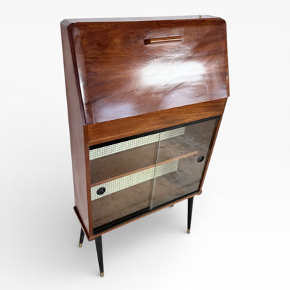 Vintage Slimline Space Age Drinks Cabinet with Mosaic & Glass Display