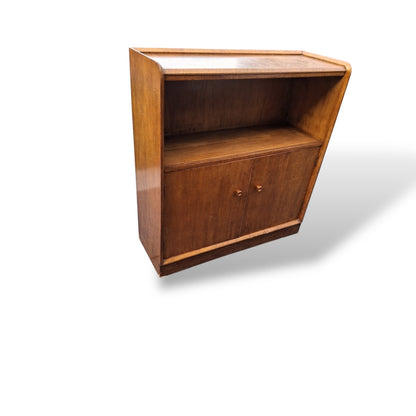Vintage Oak Cabinet Bookcase with Cupboard Storage