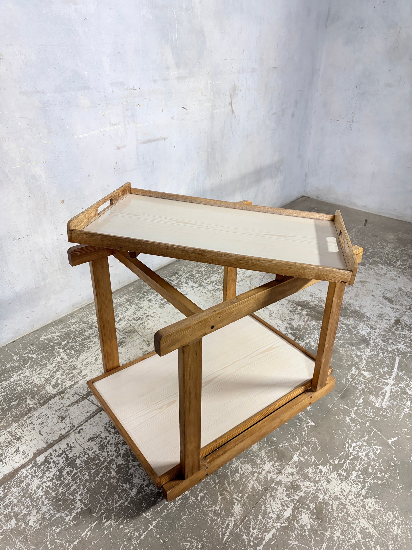 Mid Century Oak & Formica Two-Tier Drinks Trolley