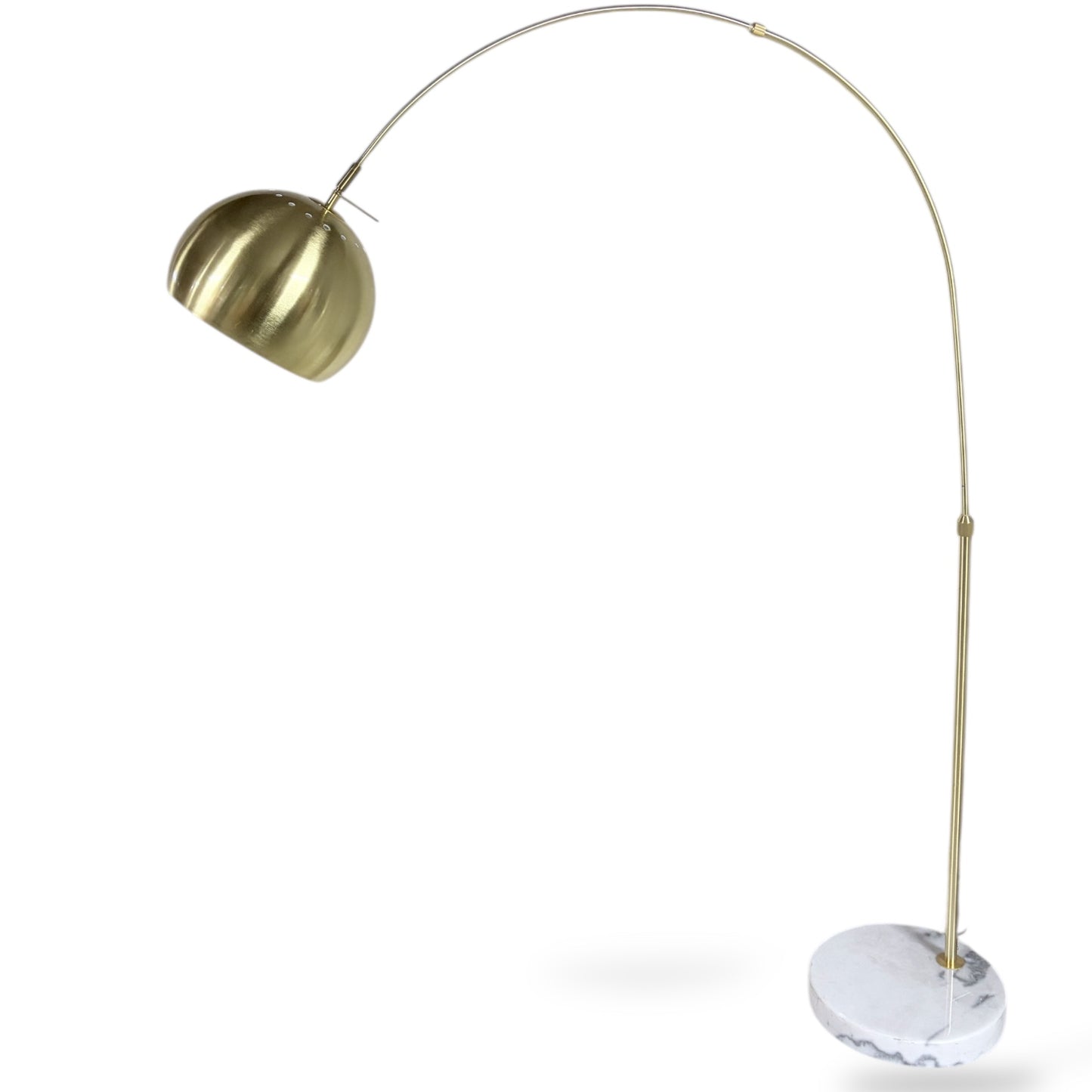 Mid Century Floor Lamp – Brass Arc Overhanging Reading Light with Marble Base