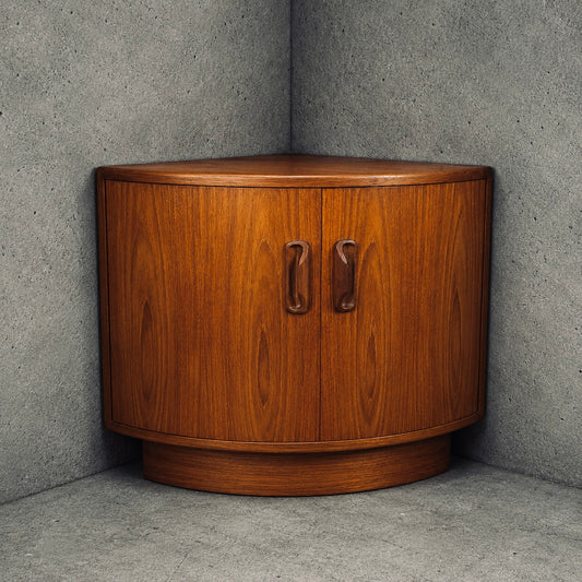 Mid Century G Plan Fresco Teak Curved Corner Cabinet