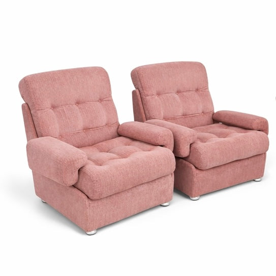 Mid-Century Dusty Pink Modular Sofa Armchairs by Heals (Pair)