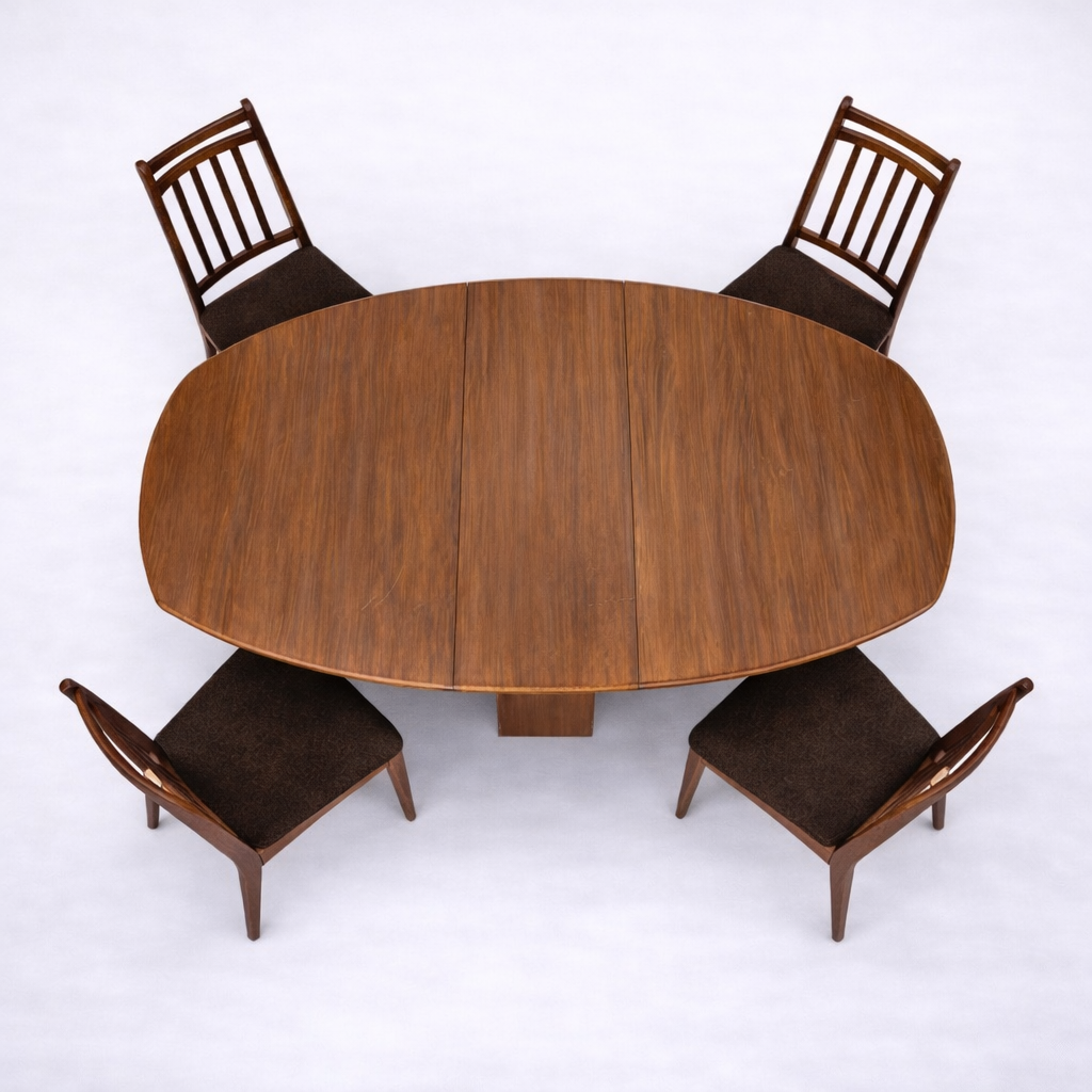 Mid-Century Teak Drop Leaf Dining Table & Chairs by Elliots of Newbury