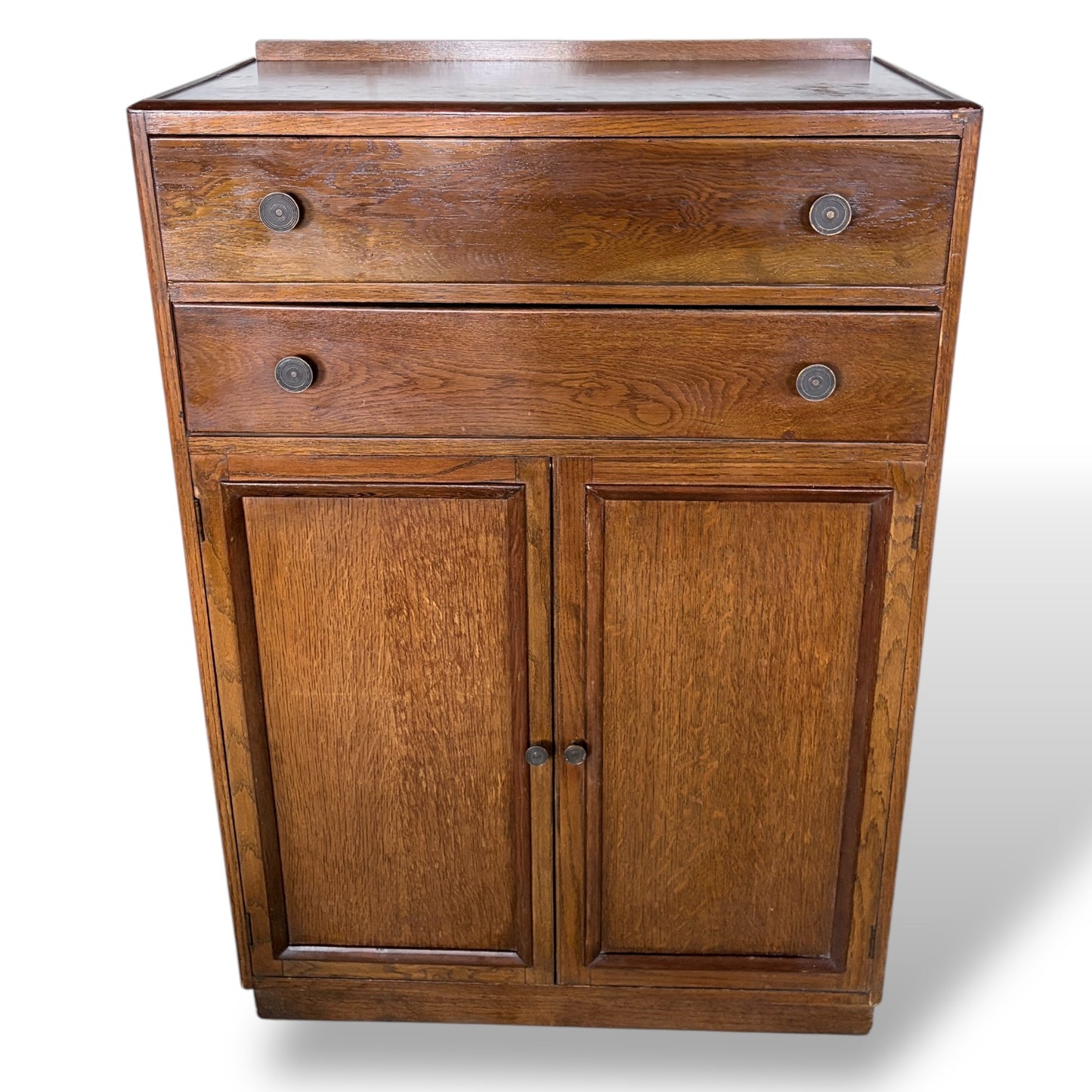 Vintage Arts and Crafts Oak Pantry Cabinet with Drawers