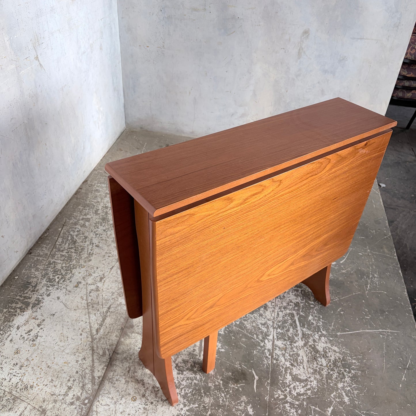 Mid Century Compact Teak Drop Leaf Dining Table Space Saving Fold Away Dining Table