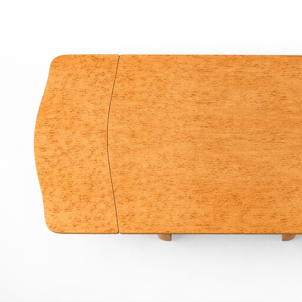 Art Deco Bird’s Eye Maple Draw Leaf Extending Dining Table | 1930s Pedestal Dining Table
