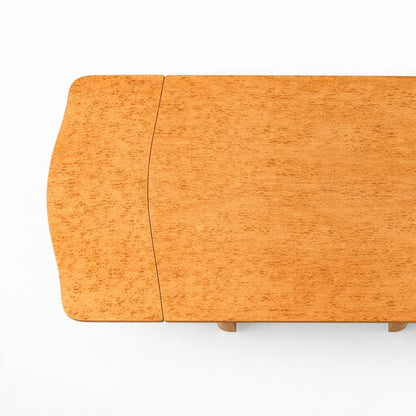 Art Deco Bird’s Eye Maple Draw Leaf Extending Dining Table | 1930s Pedestal Dining Table