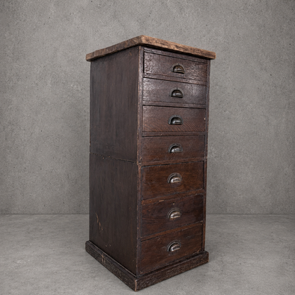 20th Century Banker’s Tiger Oak Tallboy Chest of Drawers