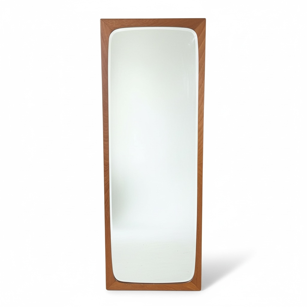 Danish Teak Wall Mirror – Mid Century Modern Vintage 1960s Scandinavian Design