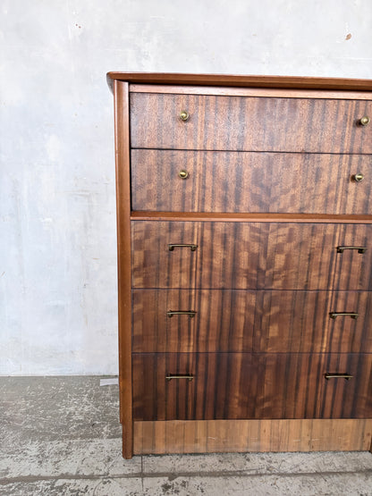 Mid Century Walnut Uniflex Tallboy Chest of Drawers