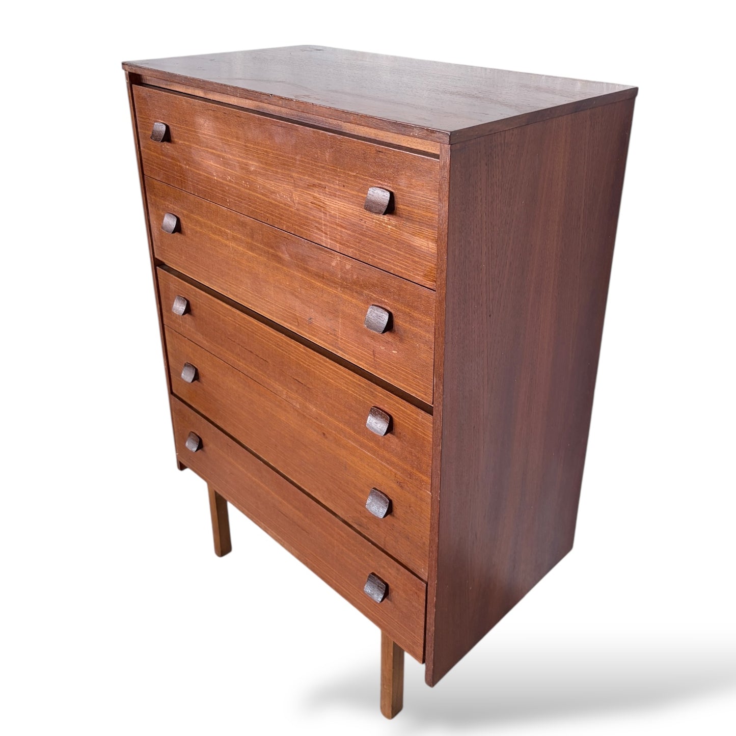 Mid-Century Teak Tallboy Chest of Drawers – Five Drawer Danish Style