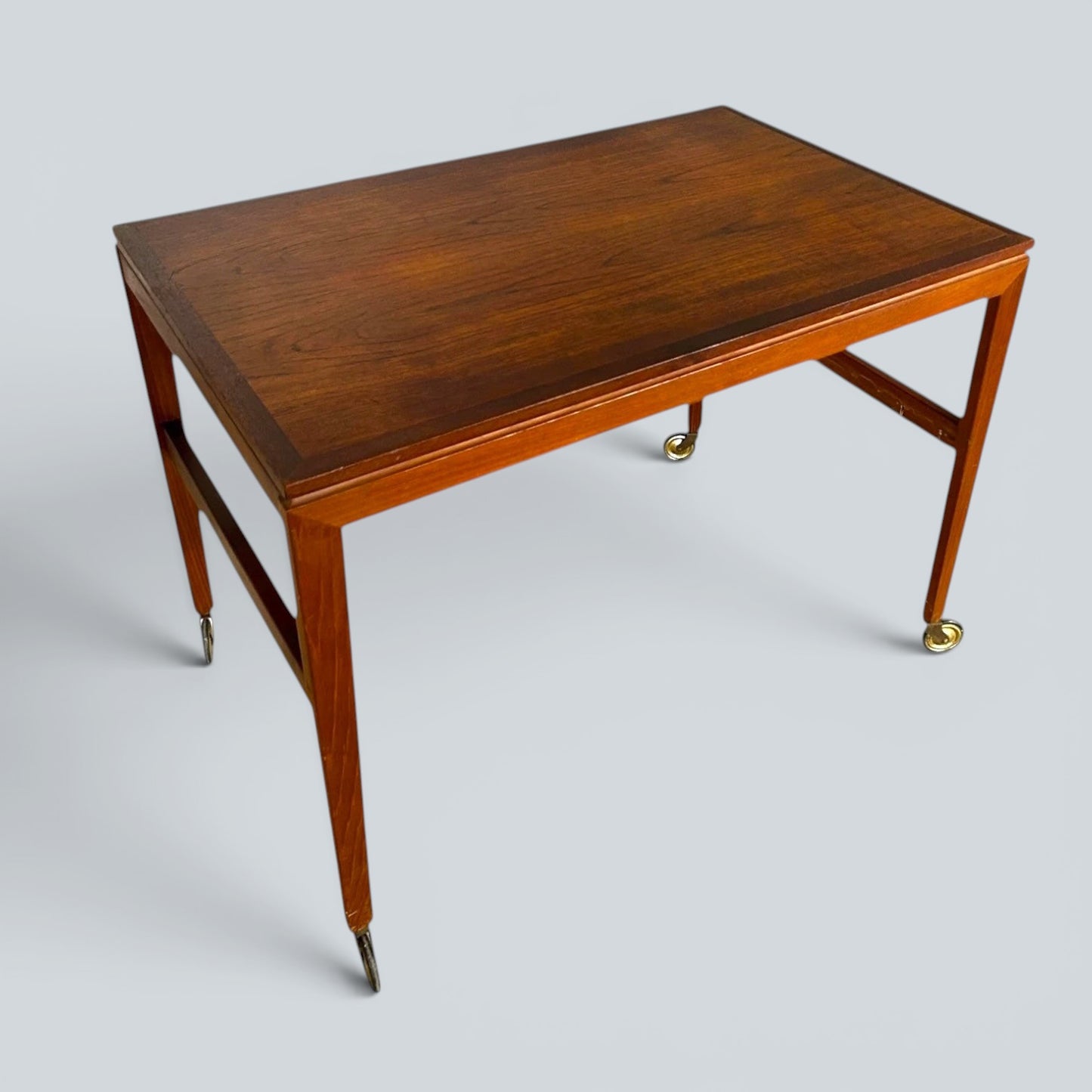 Mid-Century Danish Teak Drinks Trolley on Brass Castors